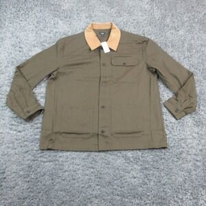 Express Military Jacket Mens XL Green Collared Twill Herringbone Button NWT